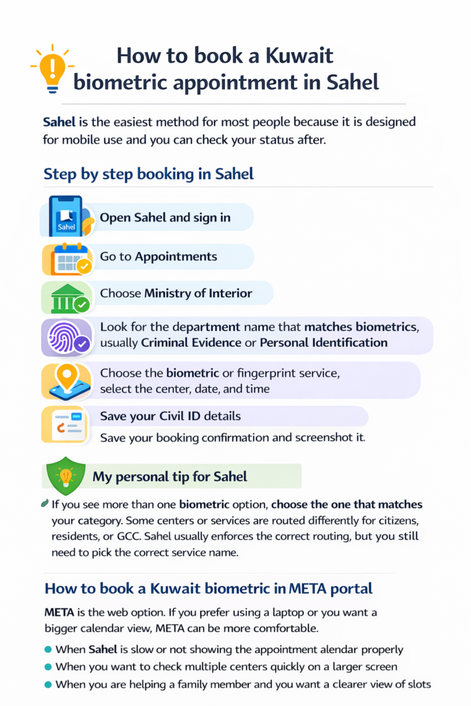 How to book a Kuwait biometric appointment in Sahel