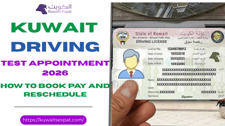 Driving test appointment Kuwait 2026 How to book pay and reschedule