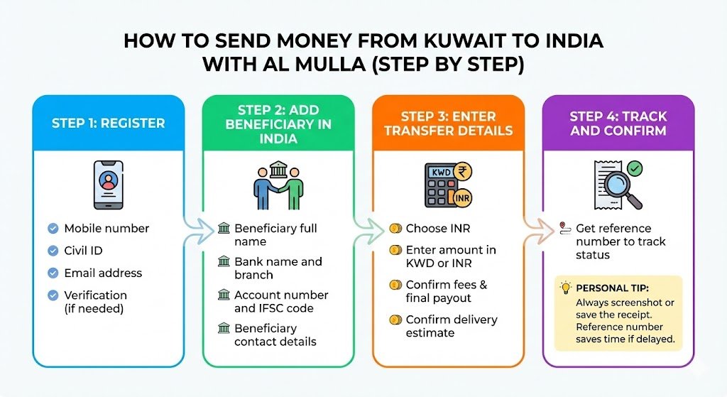 How to Send Money from Kuwait to India with Al Mulla (Step by Step)