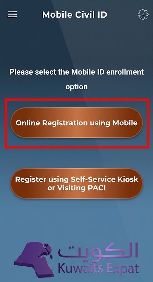 Step 2: Start registration inside the app
