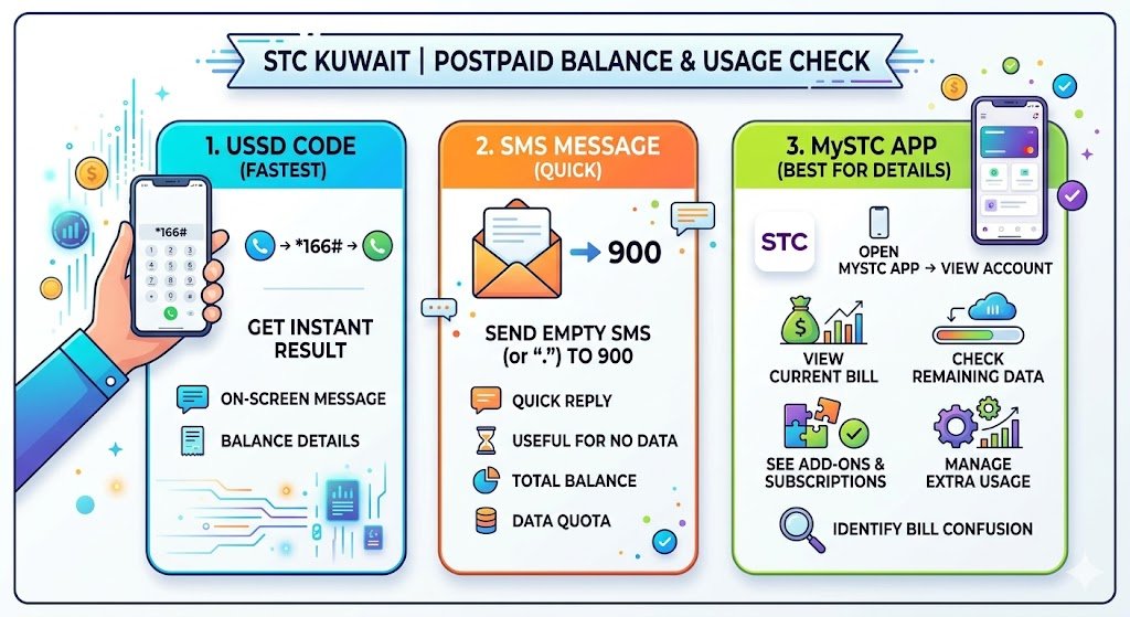 2) STC Balance Check Kuwait for Postpaid Lines