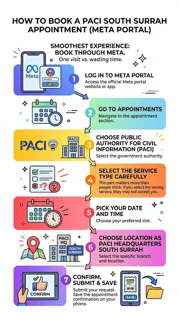 How to book a PACI South Surrah appointment (Meta Portal)