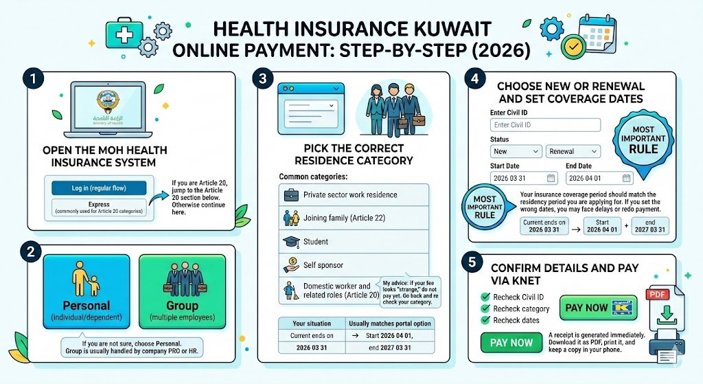 Health insurance Kuwait online payment step by step (2026)