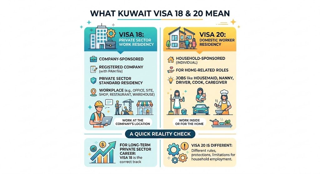 What Visa 18 and Visa 20 mean in Kuwait