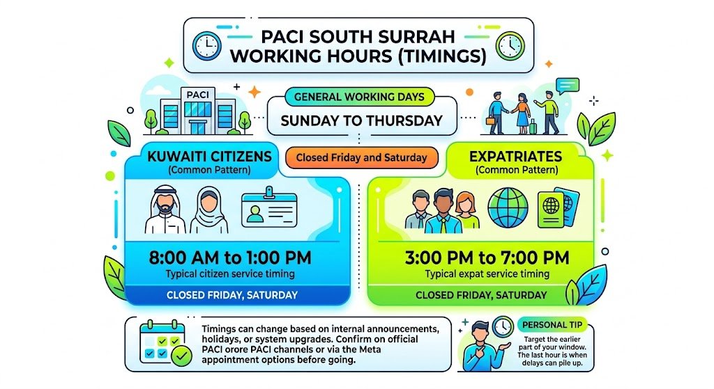 PACI South Surrah working hours (timings)