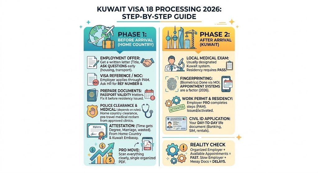Step-by-step: how Visa 18 processing usually works (2026)