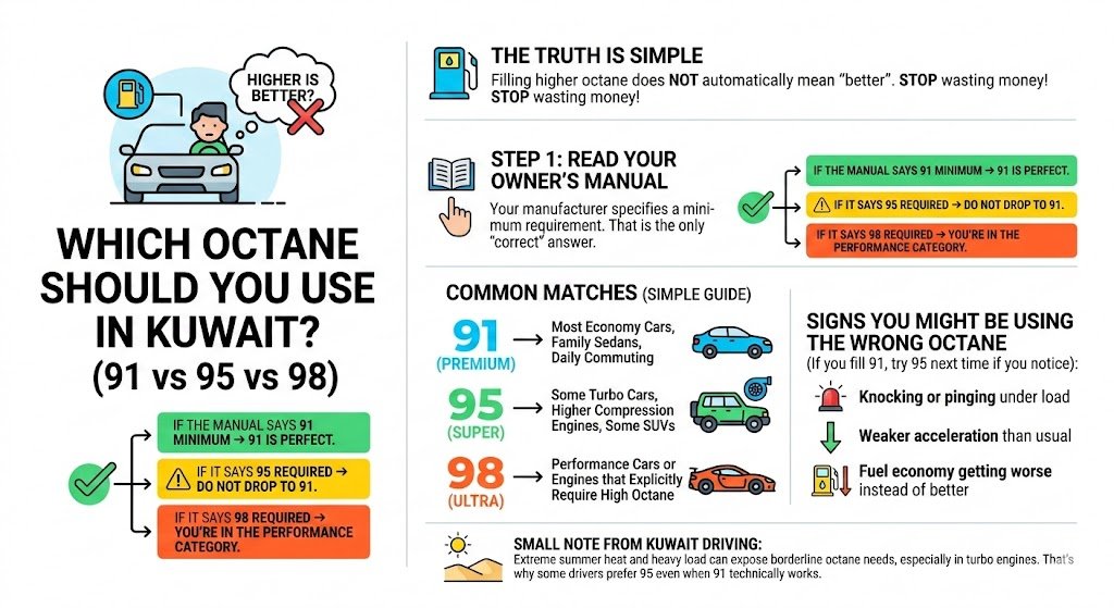 Which Octane Should You Use in Kuwait (91 vs 95 vs 98)