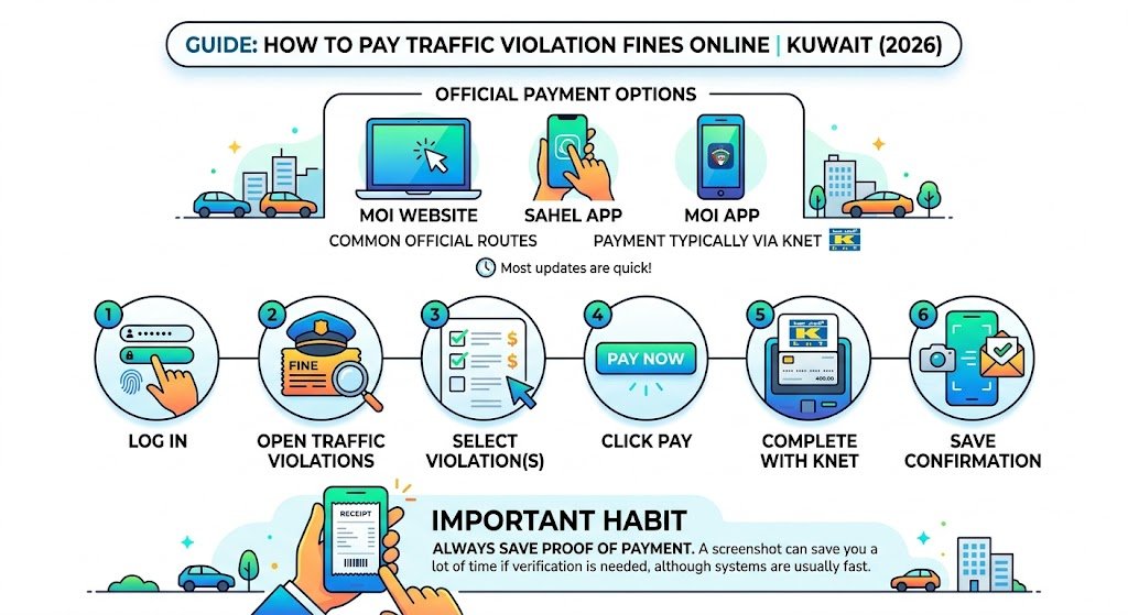How to pay traffic violation fines online in Kuwait (2026)