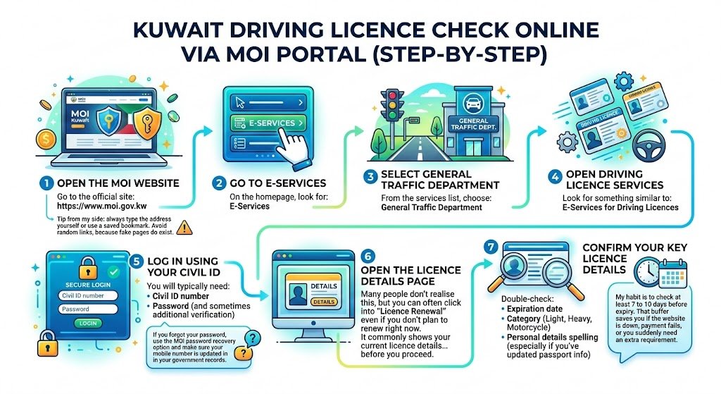Kuwait driving licence check online via MOI portal (step by step)