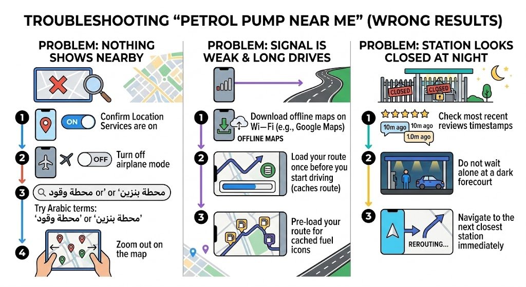 Troubleshooting when “petrol pump near me” gives wrong results