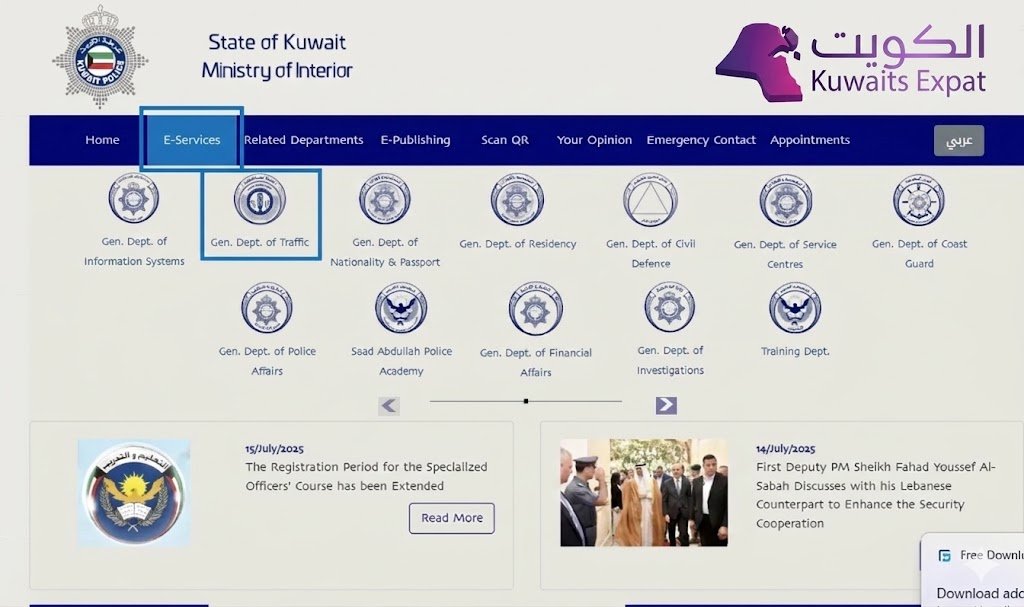 Step 2: Go to E-Services