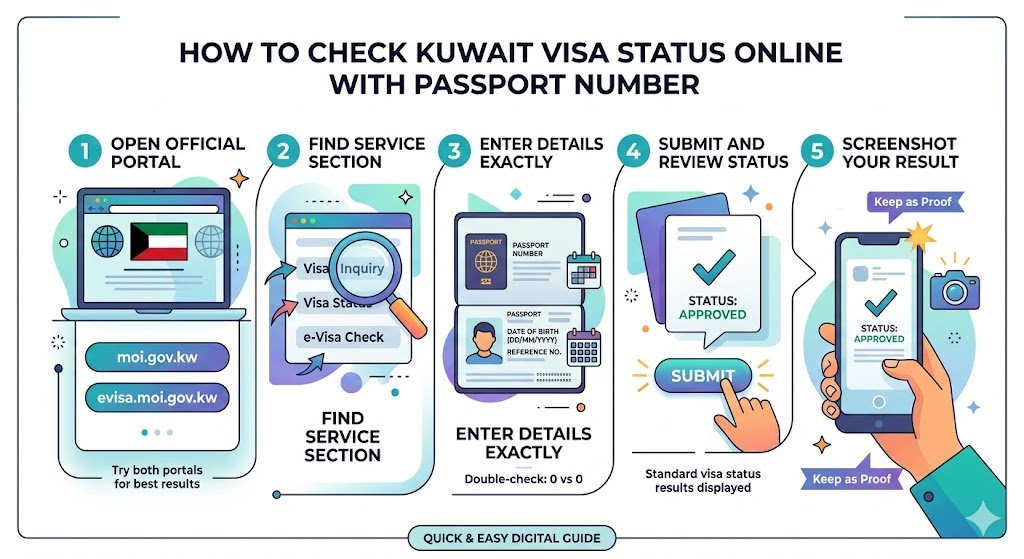 How to check Kuwait visa status online using your passport number (step by step)