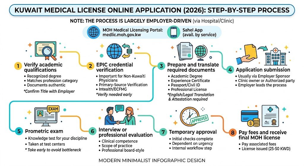 Kuwait medical license online application (2026): Step-by-step process