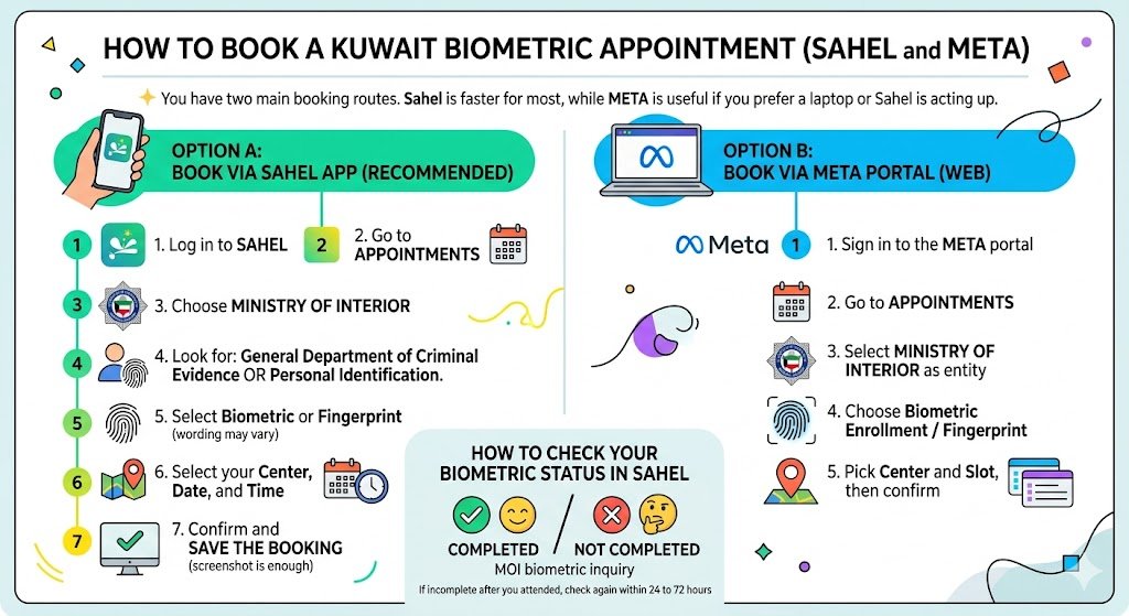 How to book a Kuwait biometric appointment (Sahel and META)