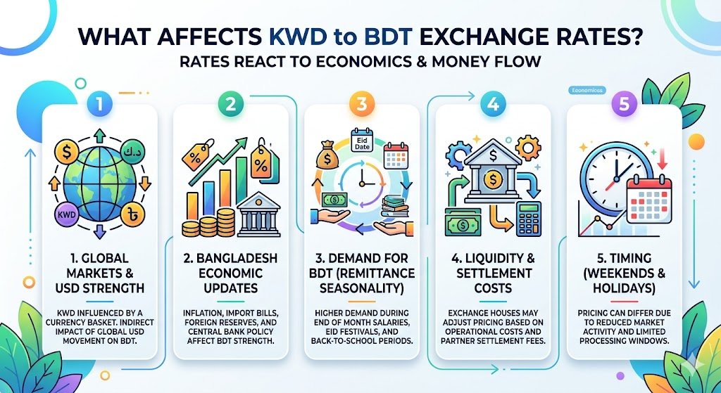 What Affects KWD to BDT Exchange Rates?
