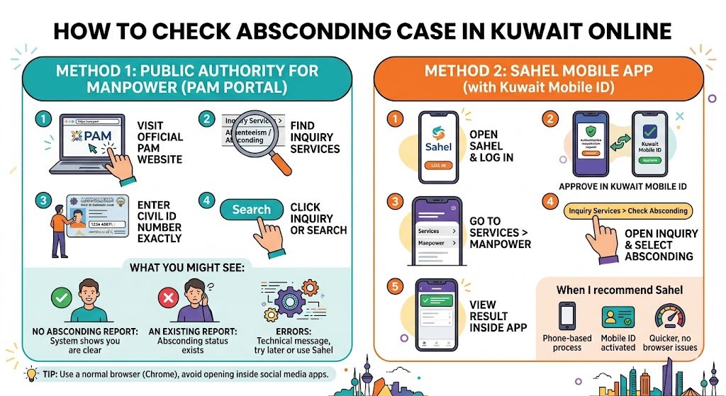 How to Check Absconding Case in Kuwait Online (PAM Portal)