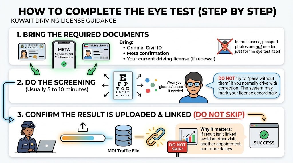 How to complete the eye test (step by step)